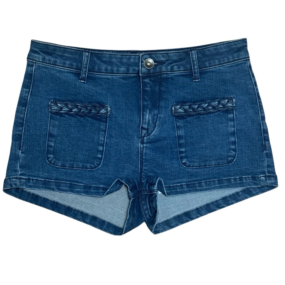 Roxy Dark Wash Denim Shorts with Braided Pocket | Size 27